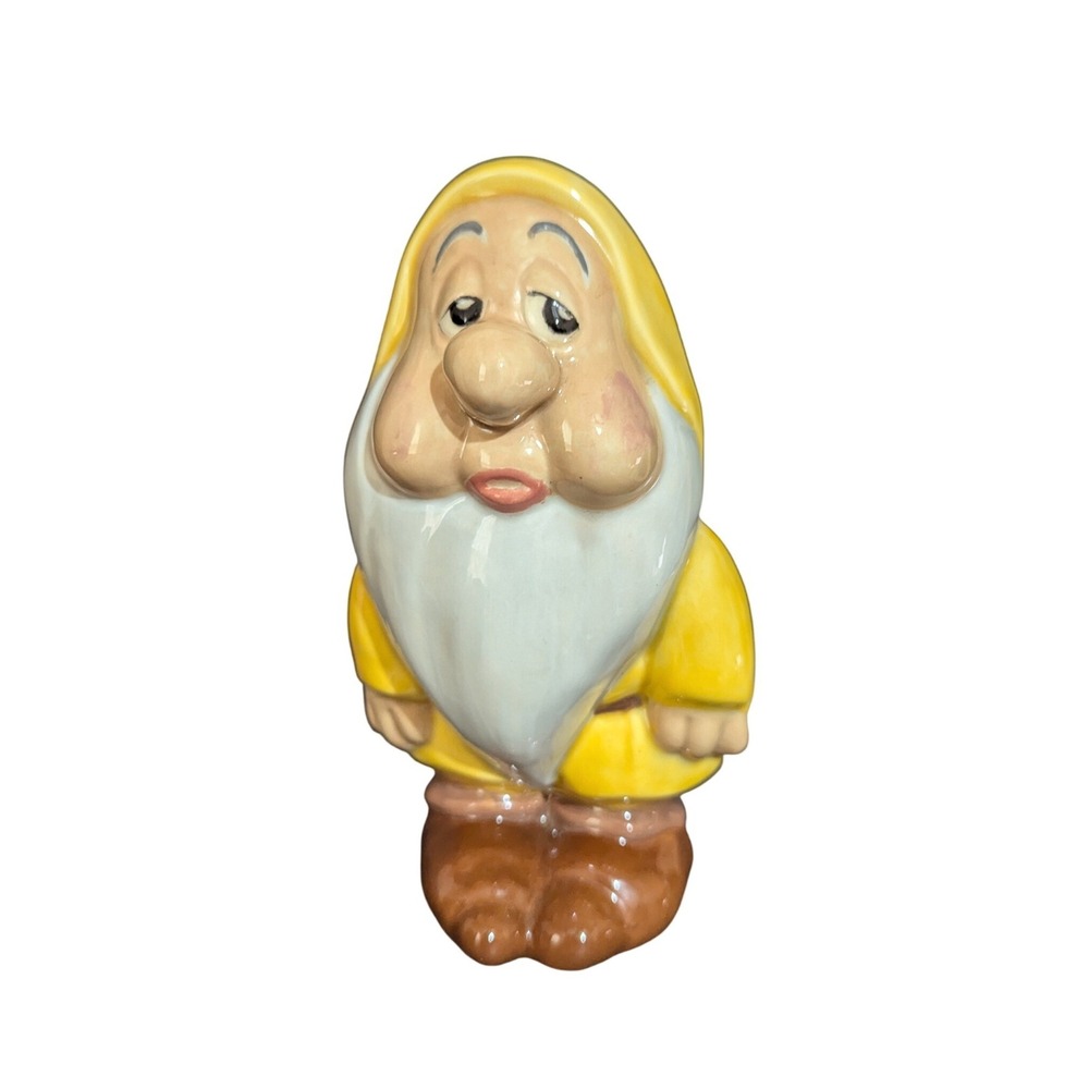 Vintage 1990s Sleepy Dwarf Ceramic Hobbyist Figurine 7.5 Inch Yellow Tunic